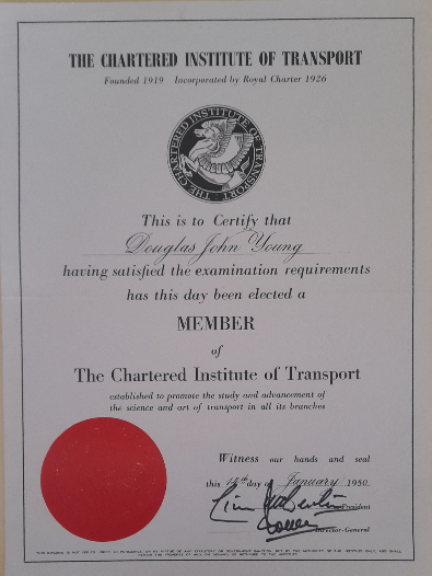 Chartered Institute of Transport Member Certificate